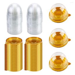 Bakeware Tools 100 PCS Clear Plastic Mini Cupcake Box Round Mooncake Dessert Container Cookies Muffins Dome