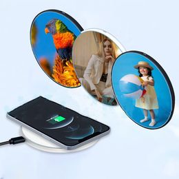 Sublimation Wireless Charger LED Pad Blank Wireless Charger with Fast Charging Capability 10W Sublimation Fast Charge Pad Compatible with Phone DIY