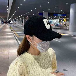 Ball Caps embroidered C Designer New Cap Celin letter baseball cap female lamb cashmere autumn and winter thickened warm duck tongue