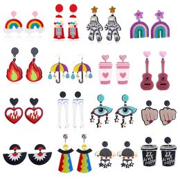 Stud Yaologe New Clouds Umbrella Octopus Milk Tea Leaves Geometric Acrylic Earrings For Women Fashion Cartoon Travel Wedding Jewellery Smtzd