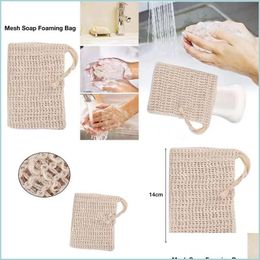 Bath Brushes Sponges Scrubbers Natural Exfoliating Mesh Soap Saver Sisal Bag Pouch Holder For Shower Bath Foaming And Drying Da64 Dhwx3