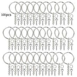 Keychains 300Pcs 30mm Flat Key Chain Rings Kit Including Split Keychain Jump Screw Eye Pins Jewelry Findings Making