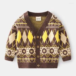 Jackets Spring Kids Boys Printing Cardigan Coat Clothing Autumn Casual Baby Long Sleeve Children Knit Coats