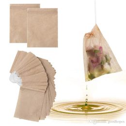 2022 new 100Pcs Lot Tea Philtre Bags Natural Unbleached Paper Bag Disposable Tea Infuser Empty Pouch with Drawstring Bags
