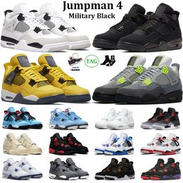 Jumpman 4 Basketball Shoes Men Women 4s Black Cat Military Black Red Thunder University Blue Infrared Sail Mens Trainers Sport Sneakers