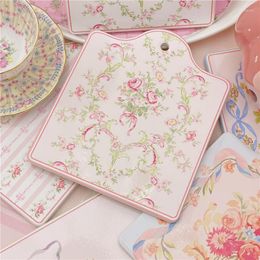 Table Mats Retro Printed Placemat French Pink Ceramic Insulation Mat Square Tray Pot Home Decoration Diningtable Ornaments Coasters