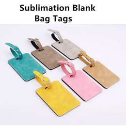 Sublimation Blank Colorful Luggage Bag Suitcase Name ID Address Tag Travel Accessories Double Sided PU Leather with Slots Strap tt1103