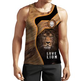 Plus-size S-6XLSummer Men's Lion Tank Tops Animal 3D Printed Sleeveless Cool Vest Women Fashion Casual Harajuku Streetwear Clothing 005