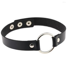 Choker Punk Gothic Black PU Leather Round Collar Women Short Necklace Party Jewelry Neck Accessories