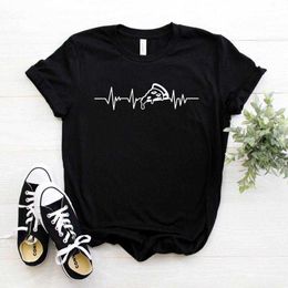Pizza Heartbeat Print Women Casual Funny T Shirt For Yong Lady Girl Top Tee Hipster