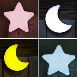 Night Lights Mini LED Star Moon Light Sensor Control Energy Saving Decoration Children's Living Roombedroom Lighting Lamp