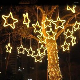 Strings Thrisdar 30CM Christmas Star Fairy Light Outdoor Hanging Garland For Tree Garden Patio Holiday Wedding Party Decor