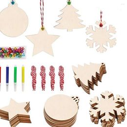 Christmas Decorations 10PCS Unfinished Wooden Ornaments Predrilled Wood Slices Cutouts For Holiday Hanging Embellishments Painting DIY Craft