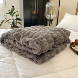Blankets Imitation Fur Plush Blanket Leisure Soft Comfy Autumn Winter Warm Solid Colour Household Travelling Sofa Decorations Siesta Throws