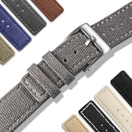 Watch Bands Hemsut Canvas Quick Release Grey Two Pieces Fabric Straps Heavy Duty Buckle 18mm 20mm 22mm