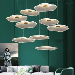 Pendant Lamps Building Lotus Chandelier Modern Simple Living Room Exhibition Hall Lamp Personality Meter Rotating Stairs Lighting