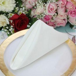 Table Napkin Stylish Serviette Washable Elegant Solid White Color Satin Decorative