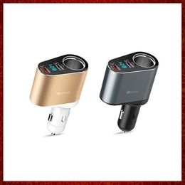 CC446 New 3 in 1 Car Charger Multifunct Fast Charge for iPhone 13 Pro Doub USB Digital Display for Xiaomi 12 Phone Charging