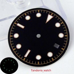 Watch Repair Kits 30.4mm Black Dial Green Luminous Markers Fit For NH35A Automatic Movement Parts Replacements