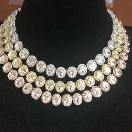Pendant Necklaces White CZ Stone Men's Tennis Diamond Necklace Chain