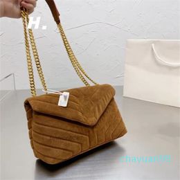 Women brand Messenger Bag Lady Shoulder Purse Chain Cross Body Bags Fashion Plain Hasp Corduroy Hardware Letter Internal Handbag 2022