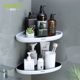 Bathroom Shelves ECOCO Triangular Corner Shelf Wall-Mounted Storage Rack Lotions Kitchen Organiser For Accessories 221102