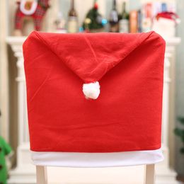 Chair Covers 1pcs Christmas Cover Red Santa Claus Hat Dining For Year Merry Party Home Kitchen Table Decor