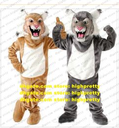 Grey Tan Wildcat Bobcat Mascot Costume Leopard Cat Lynx Catamount Lince Adult Cartoon Cosplays Costume Business Street zz7852