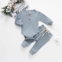 Clothing Sets Autumn Winter Long Sleeve Cotton Baby Outfits 2Pcs Solid Bodysuit Trousers Born Clothes Set For Toddler Boys Girls D30