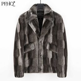 Men's Fur Faux Fur PFHQ 2022 Fashion Casual Men's New Faux Fur Luxury Coat Autumn Winter Warm Imitation Mink Hair Male Heavy New Thickened Jackets T221102