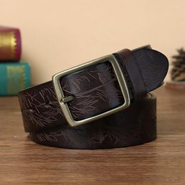 Belts Hand-carved Pattern Belt Male Leather Pin Buckle Top Layer Cowhide Fashion Casual Pure Copper