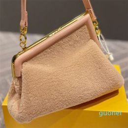 Designer -Women Teddy Lambswool Shoulder Bag Luxurys Bags Brand Sheepskin Winter Lambs Wool Crossbody Handbags Lady Fur Plush Clutch Handbag