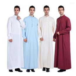 Ethnic Clothing Muslim Dress Mens Casual Loose Long Sleeve Thobe Middle East Saudi Arab Kaftan Islamic Abaya Dubai Robes Gift