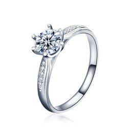 Cluster Rings Cluster Rings Moissanite 925 Sterling Sier For Women Jewelry Diamond 1Ct D Luxury Princess Six Prong Ring Engagement D Dhnsz