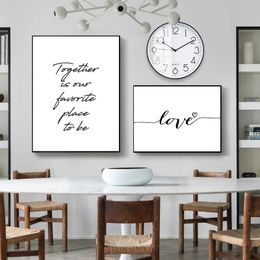 Black And White Canvas Art Painting Love Quotes Nordic Posters And Print Letters Dandelion Poster Decoration Wall Pictures For Bedroom Frameless