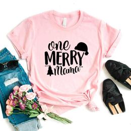 One Merry Mama Christmas Print Tee Women Tshirts Casual Funny T Shirt For Lady Yong