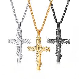 Keychains Lanyards Tree of Life Cross Necklaces Men Religion Faith Crucifix Charm Decoration for Women Jewellery Gift