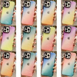 Fashion Transparent Gradient Cases Dual Colour Two-tone Soft TPU Slim Anti Scratch Flexible Protection Cover For iPhone 14 13 12 11 Pro XS Max XR X 7 8 Plus