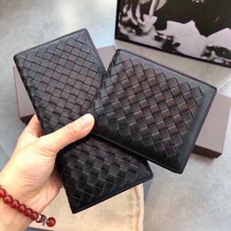 Fashion Men Designer Wallet Black Knitting Holders Women Clutch Bags Long Short Leather Purses Luxury Card Holder Mens Cardholder