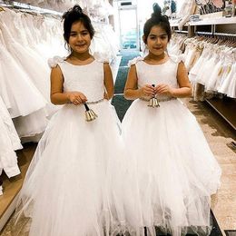 Girl Dresses Real Image Lovely Flower For Wedding Tulle Floor Length Ball Gown Junior Bridesmaid Dress Girls