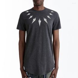 Men's T Shirts Diamond Print Longline T-shirt Men 2022 Brand Extra Long Mens Casual Hipster Shirt For Hip Hop Tee Homme