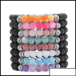 Charm Bracelets Charm Bracelets Jewellery Weathers Agate Black Lava Stone Bracelet Essential Oil Per Diffuser For Women Men Yoga Drop Otoe2