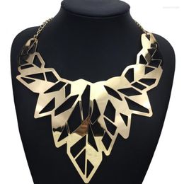 Choker Hollow Design Alloy Punk Necklaces Women Collar Big Torques Statement Maxi Jewellery Gold Colour UKMOC