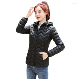 Women's Trench Coats UHYTGF Winter Coat Women Short Loose Size Woman Jacket Down Jackets Lightweight Cotton Hooded 857