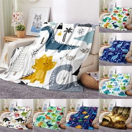 Blankets Swaddling Cartoon Dinosaur Throw Soft Flannel for Chair Travelling Camping Kids Adults Bed Couch Cover Winter Queen King 221103