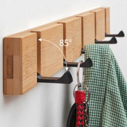 Clothing Storage Creative Wall Clothes Hook Bamboo Bathroom Wall-Mounted Coat Wooden Living Room Row