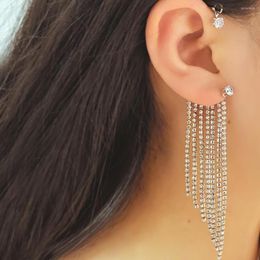 Backs Earrings Sweet Exquisite Sparkling Zircon Butterfly Tassel Ear Cuff Clip Earring No Pierced Rhinestone On For Women Jewellery