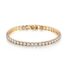 Tennis Luxury 4Mm Cubic Zirconia Bracelets Iced Out Chain Crystal Wedding Bracelet For Women Men Gold Sier Colour Drop Delivery 2022 Smtbx