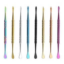 Rainbow silver Dab Tool long dabber tool metal single smoke for wax dry herb FY3679 bb1103