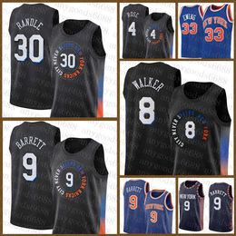 Basketball Jersey 8 33 RJ Barrett Julius Randle Derrick Rose 2021 2022 New 9 30 4 Kemba Walker Patrick Ewing Multi